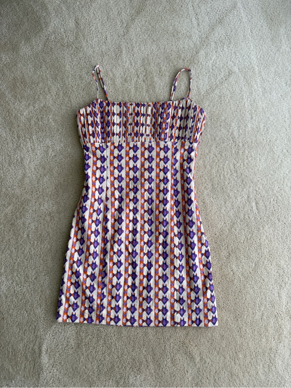 Anthropologie Maeve Geometric Print Pleated Mini Dress, Size 0
